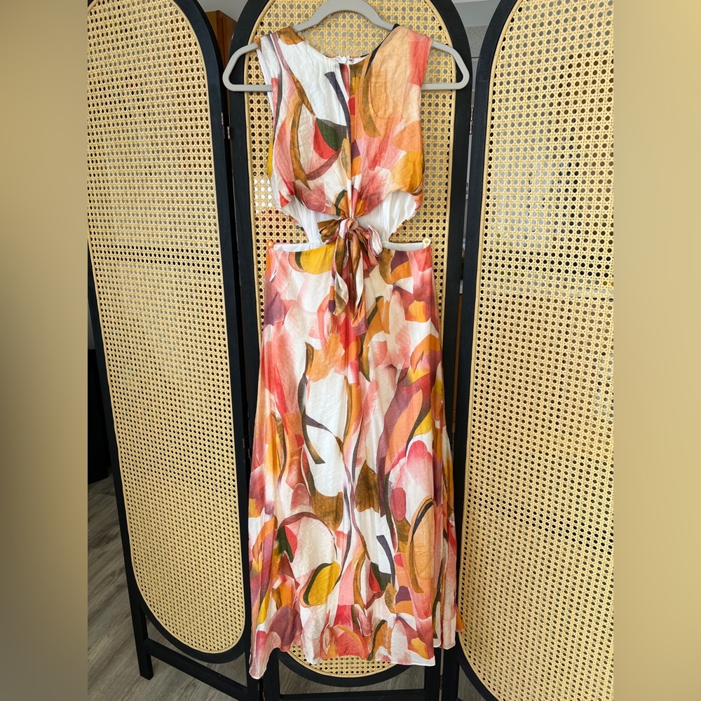 Colorful Abstract Print Women's cutout Dress